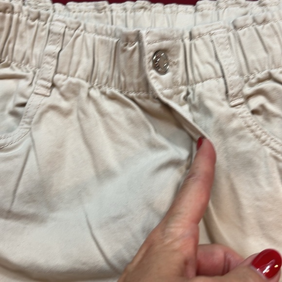 paper bag high waist tan Shorts S WHITE HALTER top tie neck CROPPED outfit SET - Picture 2 of 13